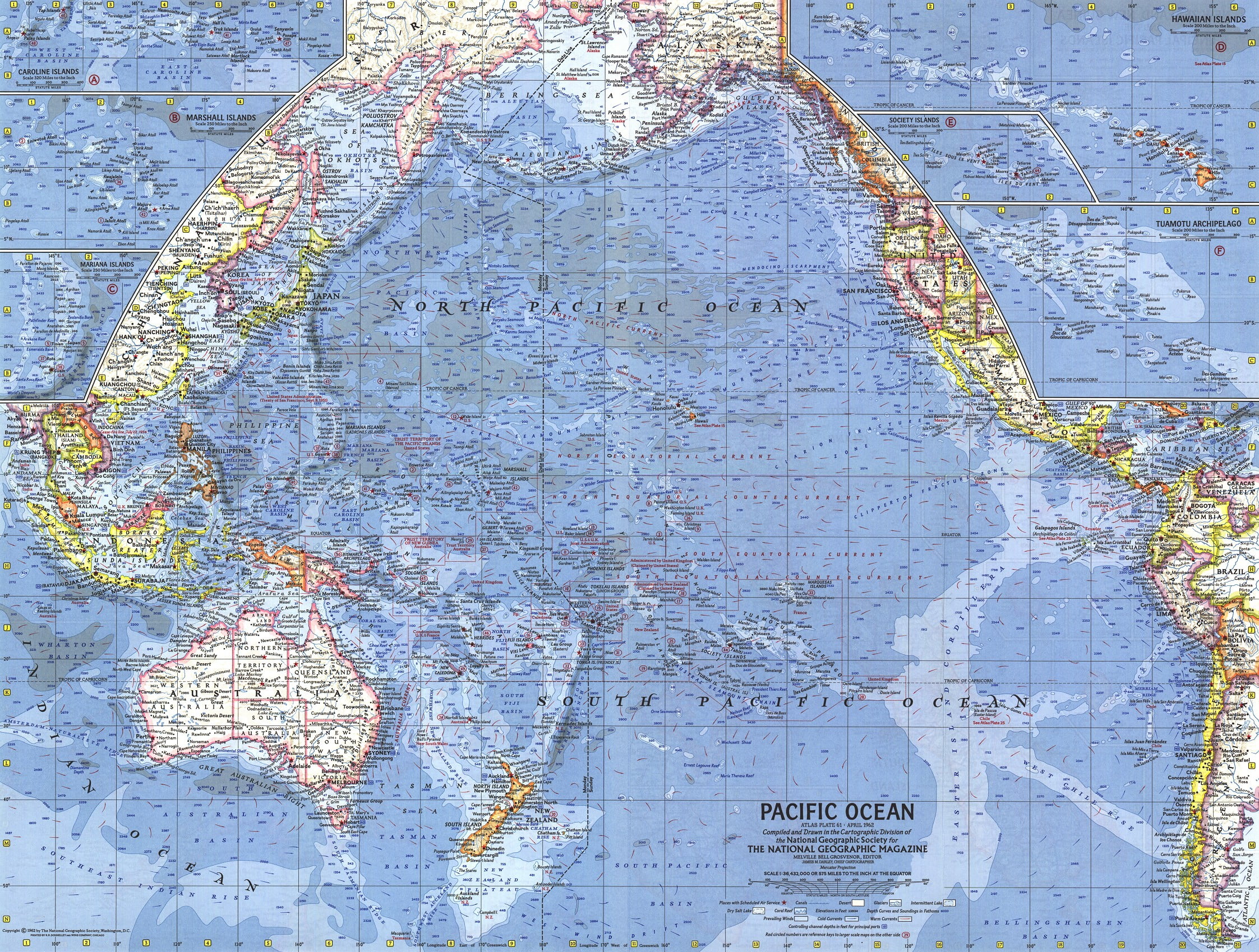 Тихий океан наибольший залив. Физическая карта Тихого океана. Карта Тихого океана географическая. Тихий океан карта подробная. Тихий океан физическая карта подробная.